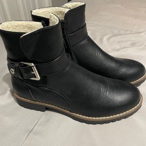 Faux Leather Black Boots